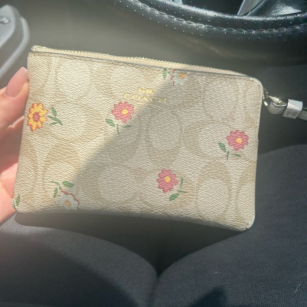 Coach Floral Beige Wristlet